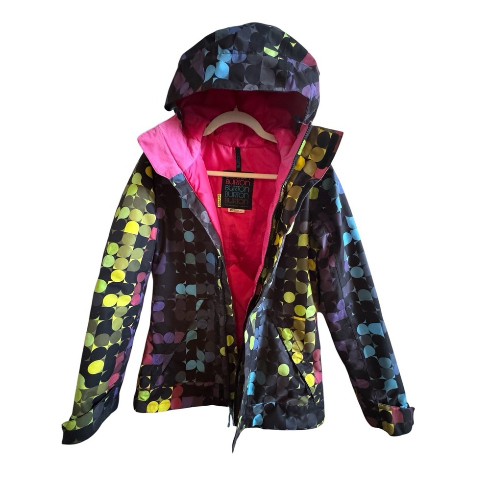 Burton Dry Ride Colorful Geometric Dot Snowboard Ski Hooded Jacket Women's XS - Picture 3 of 12